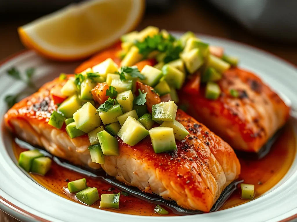 Air Fryer Salmon with Avocado Salsa