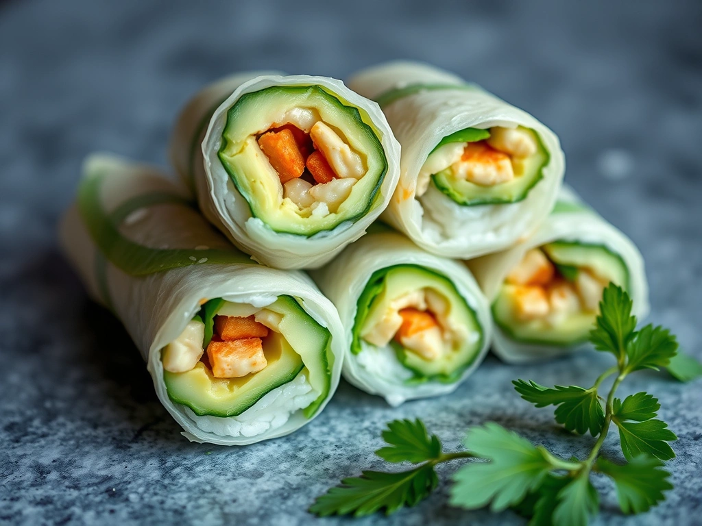 Avocado and Cucumber Sticky Rice Rolls