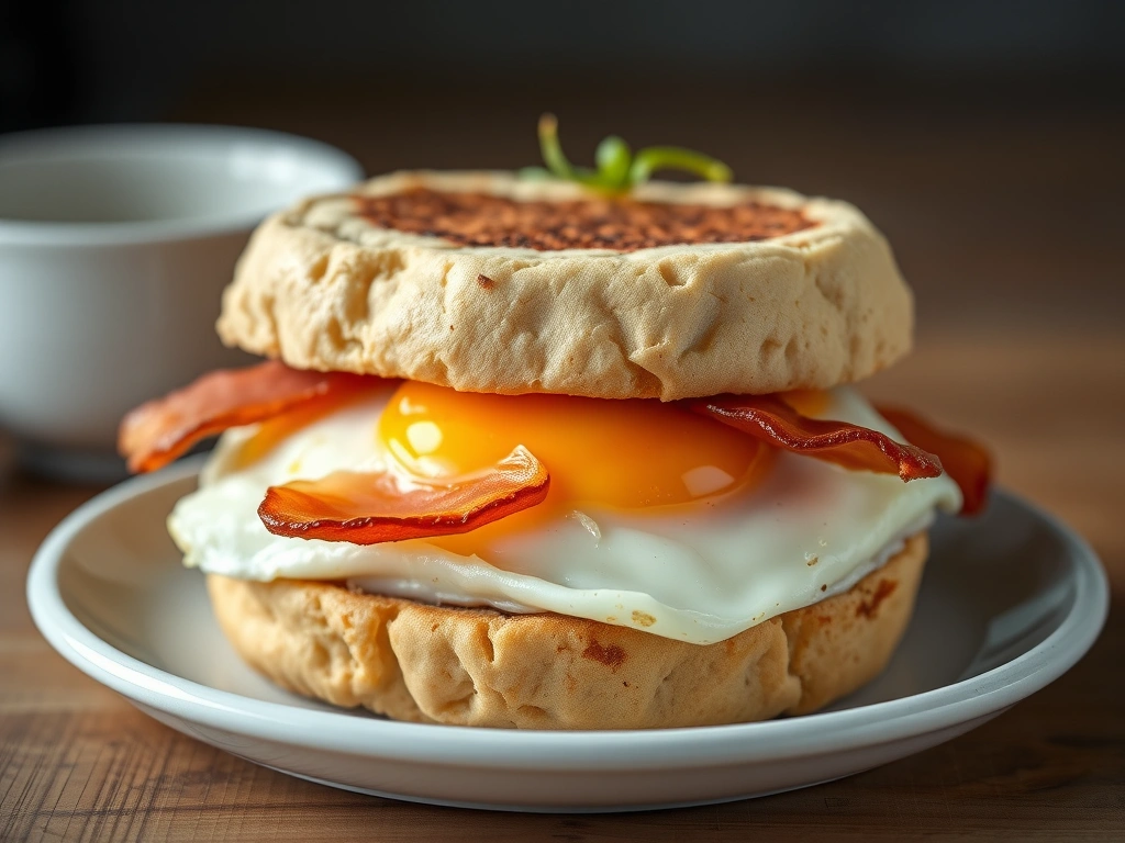 Canadian Bacon and Egg Breakfast Sandwich