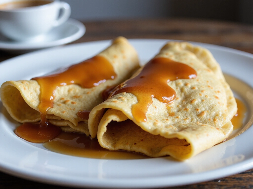 Classic French Crepes with Maple Syrup