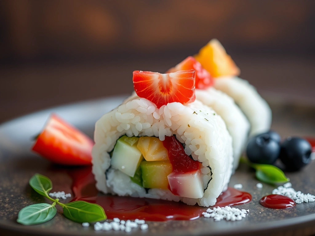 Fruit Sticky Rice Sushi with Coconut Milk