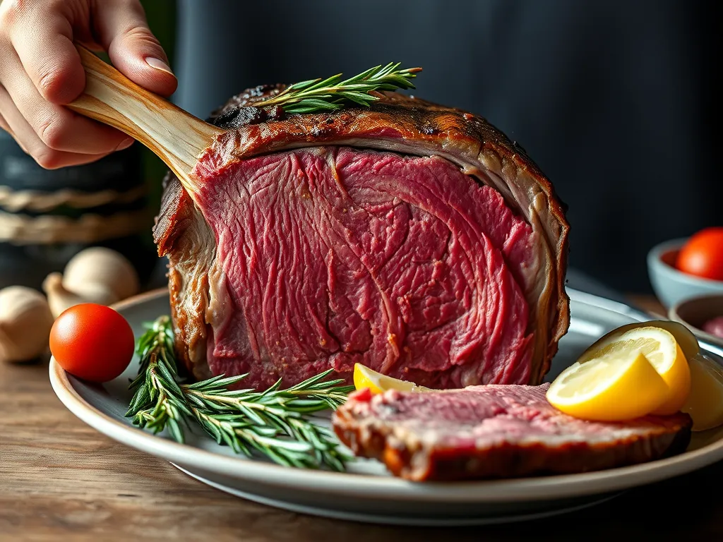 Standing Rib Roast with Garlic and Rosemary